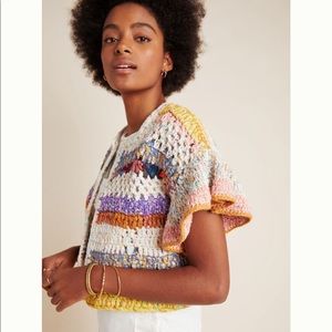 Anthropologie hand knit cropped cardigan
